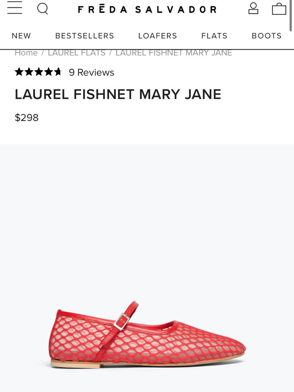 Freda Salvador Laurel Fishnet Mary Jane Flats Crimson Red Size 10 - Picture 9 of 10